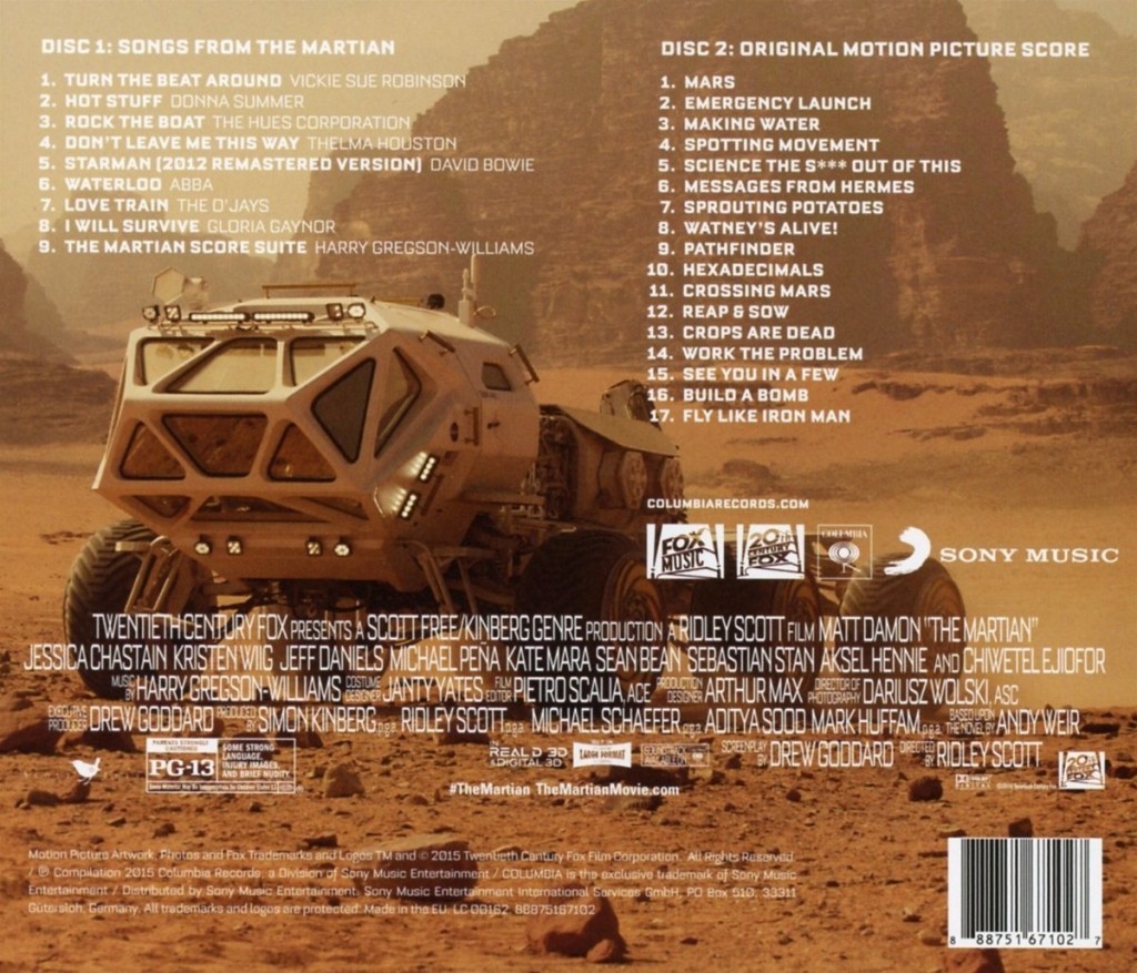 The Martian Deluxe Soundtrack back