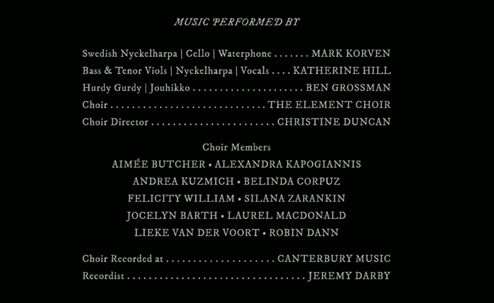 The Witch music credits